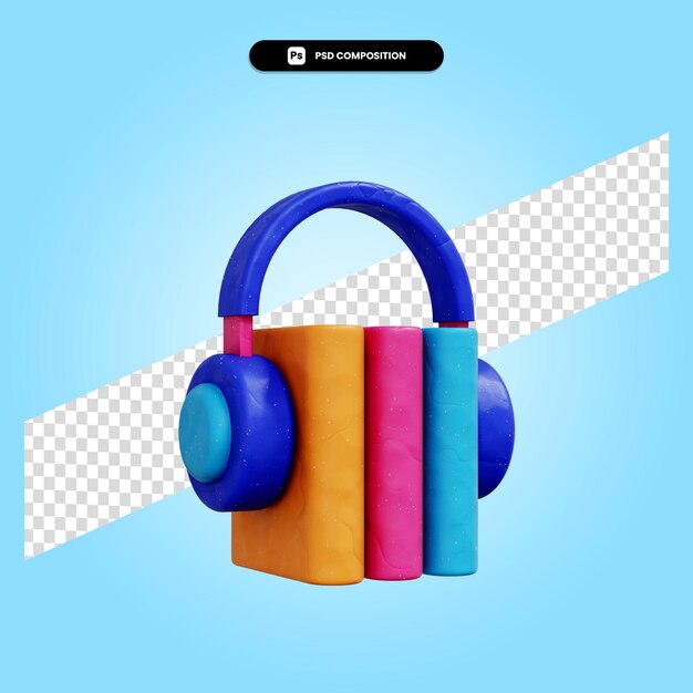 Audio Book 3d Render Ilustracja Na Białym Tle