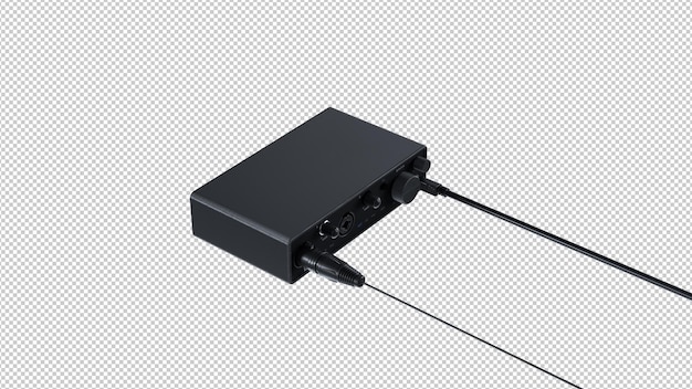 Audio-interface met knop aux-kabels 3D render