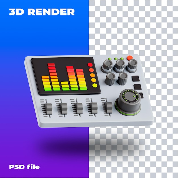 PSD audio mixer illustration psd 3d icon 3d render high resolution