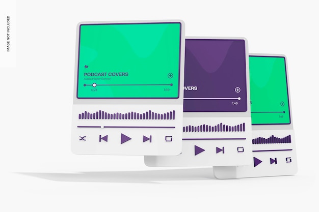 PSD audio player screen set mockup