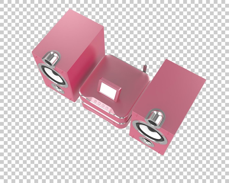 PSD audio system isolated on transparent background 3d rendering illustration