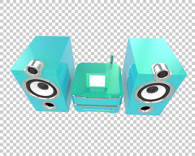Audiosystem isolert på transparent bakgrunn, 3D-rendering illustrasjon