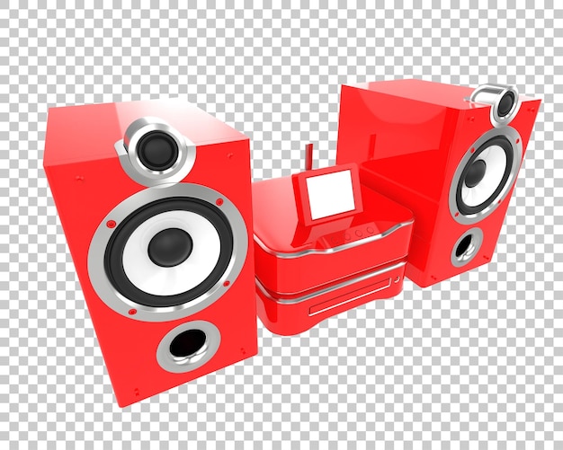 Audiosystem isolert på transparent bakgrunn, 3D-rendering illustrasjon