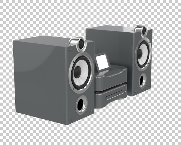 Audiosystem isolert på transparent bakgrunn, 3D-rendering illustrasjon