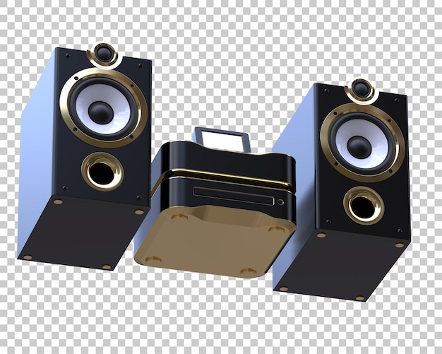 Audiosystem isolert på transparent bakgrunn, 3D-rendering illustrasjon