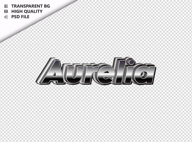 PSD aurelia typography text silver black psd transparent