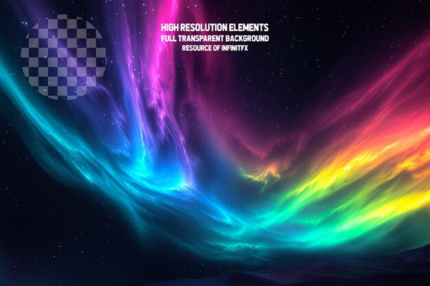 PSD aurora borealis glow mesmerizing colorful brilliance on transparent background