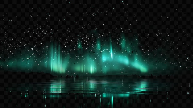 PSD the aurora borealis over the lake