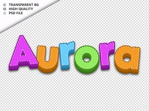 Aurora tipografia testo colorato artigianato primavera psd trasparente