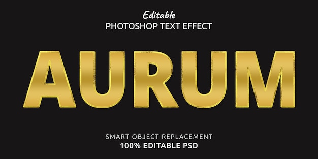 PSD effetto stile testo modificabile di aurum photoshop