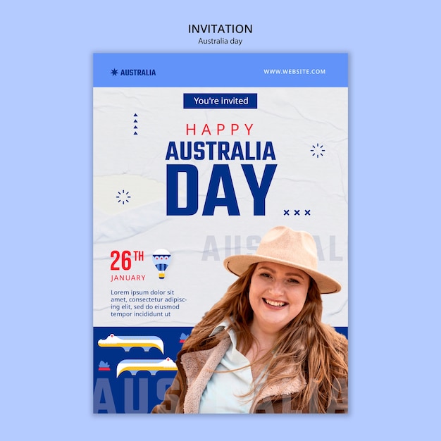 PSD modello di invito per la celebrazione dell'australia day