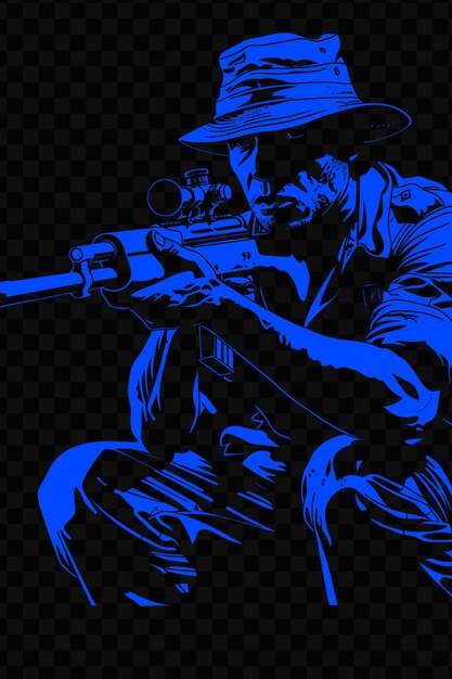 PSD australian soldier with an owen submachine gun in a crouchin tshirt design art tattoo ink outlines