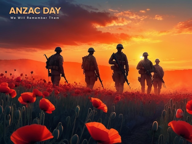 PSD australijczycy zjednoczyli się w dniu anzac psd banner hołd