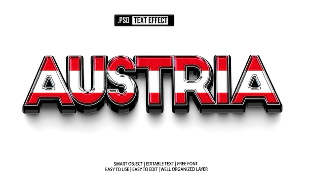 PSD austria flag text effect psd template