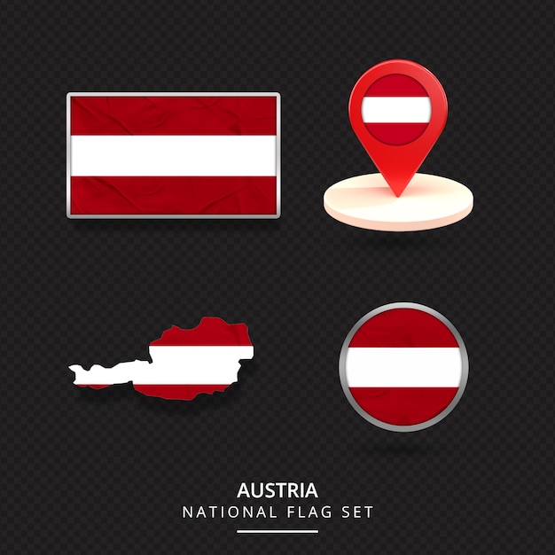 PSD disegno dell'elemento della posizione della mappa della bandiera nazionale dell'austria