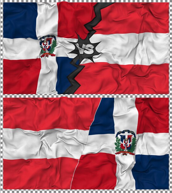 Austria vs Dominican Half Combined Flag Cloth Bump Texture 3D Rendering