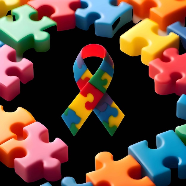 Autism awareness ribbon psd