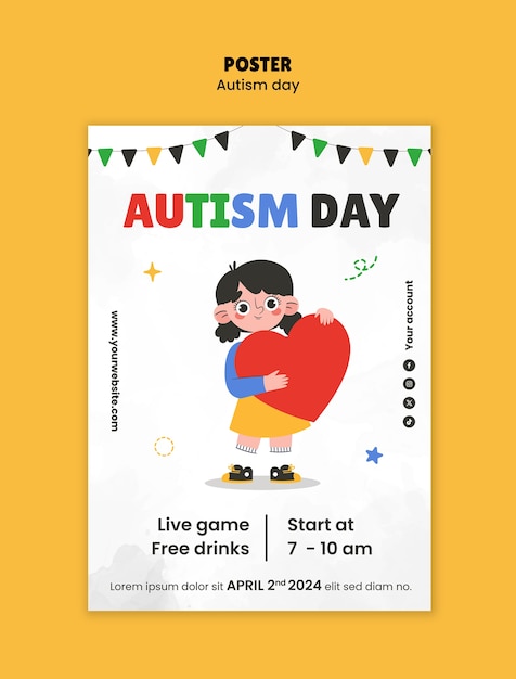 PSD autism day celebration  poster template