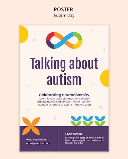 PSD modello di poster per la celebrazione della giornata dell'autismo