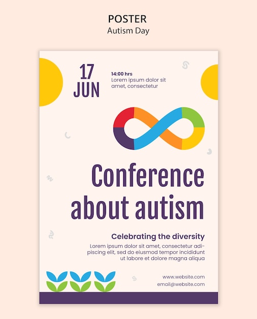 PSD autism day celebration  poster template