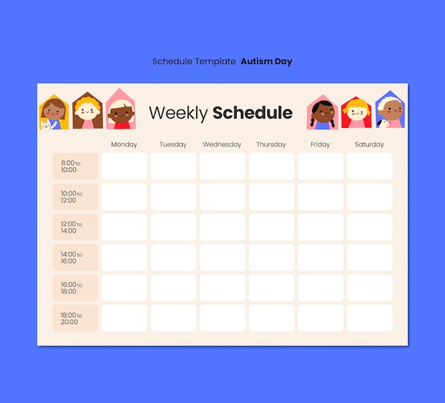 PSD 自閉症デー祝賀スケジュールテンプレート