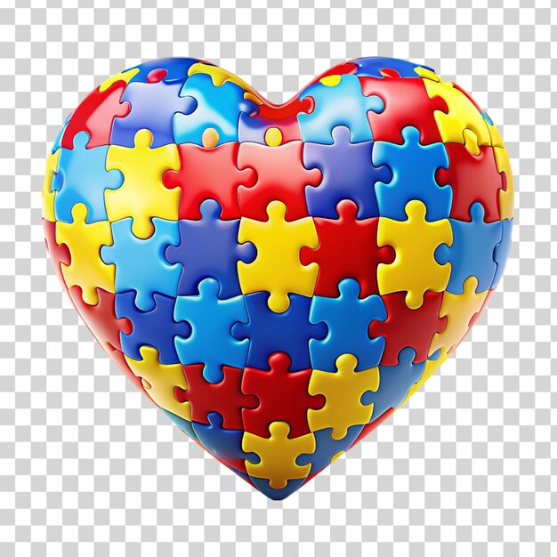 PSD autism heart isolated on transparent background