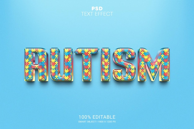 Design con effetto testo modificabile autismo psd