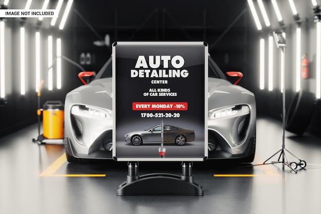 Auto detaillering studio poster mockup