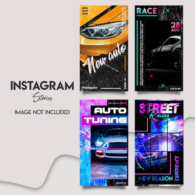 Auto instagram stories template set