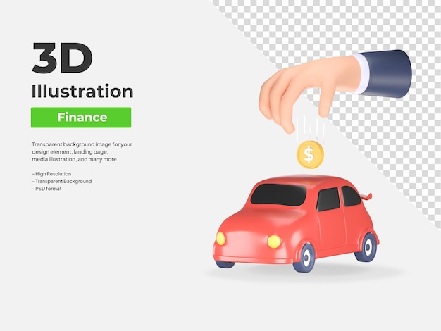 Auto krediet kopen financiële vrijheid 3d pictogram illustratie