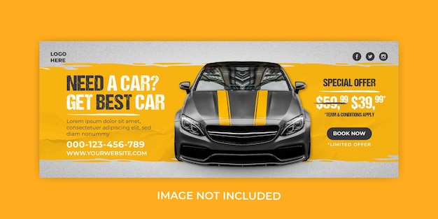 Auto verkoop promotie facebook banner voorbladsjabloon