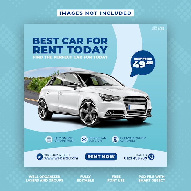 Auto zakelijke banner of corporate social media banner en instagram post