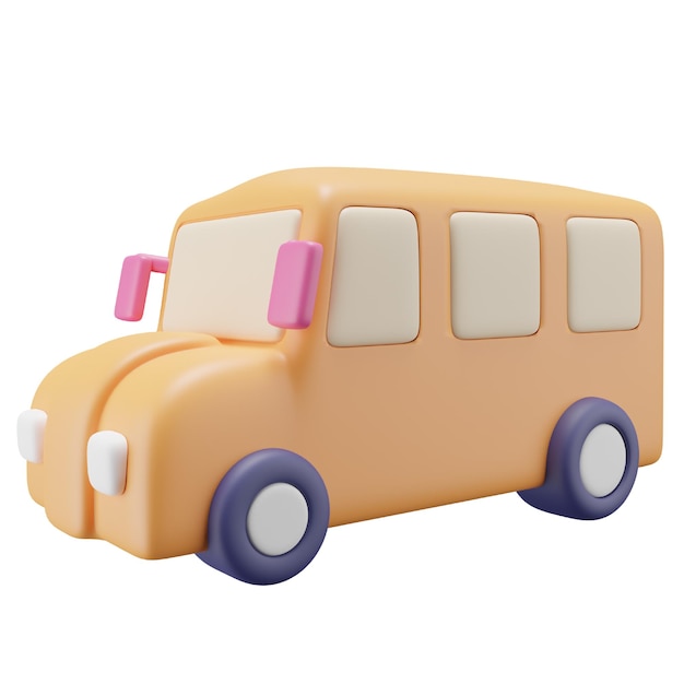 Autobus szkolny ikona 3d dla edukacji