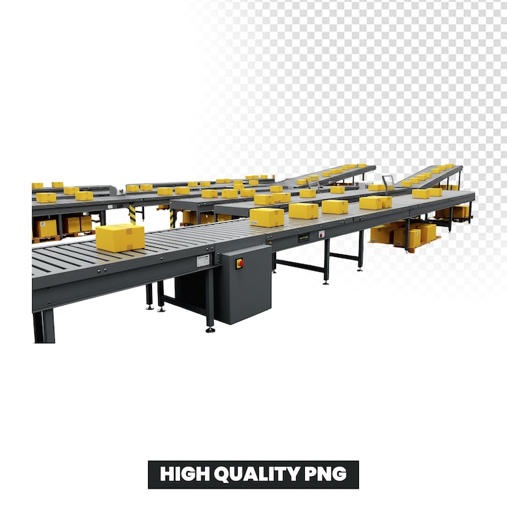 PSD automated conveyor belt system sorting packages