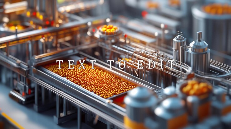 PSD automated food processing plant with conveyor belt carrying golden product