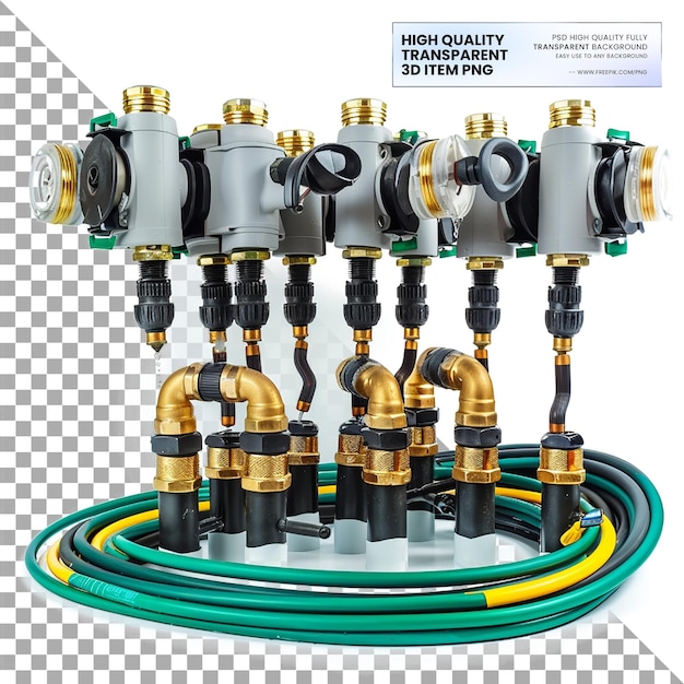 automated irrigation system with programmable controls on transparent background