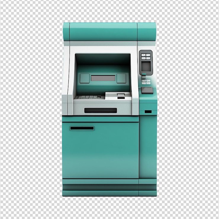 PSD automated teller machine isolated on transparent background png