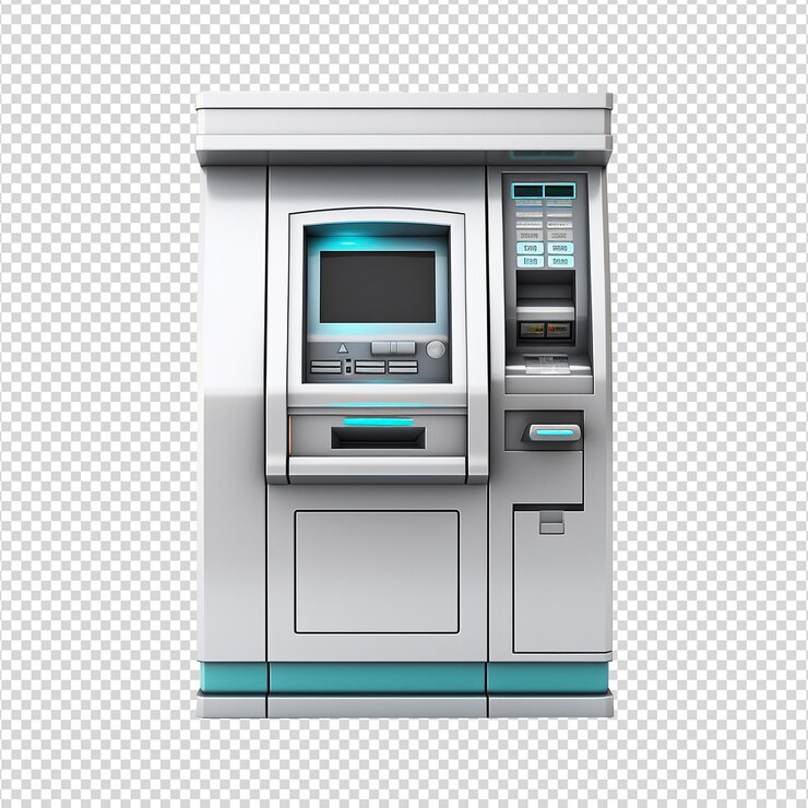 PSD automated teller machine isolated on transparent background png