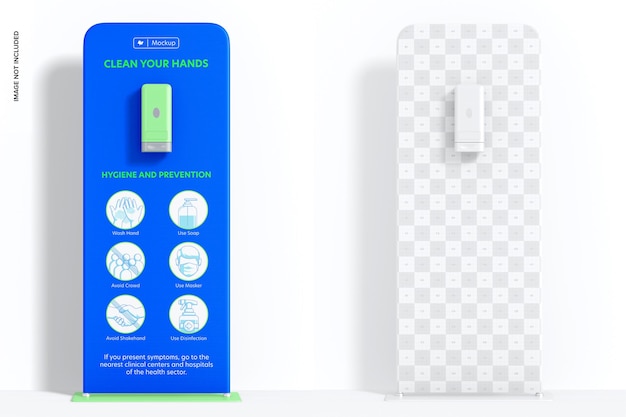 PSD automatic hand sanitizer stand mockup, front view