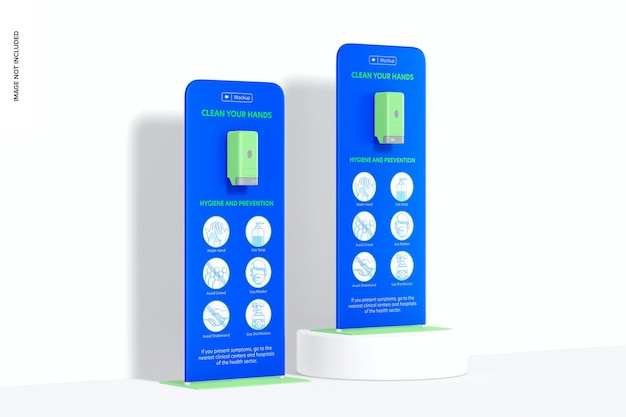 Automatic Hand Sanitizer Stands Mockup, Left View