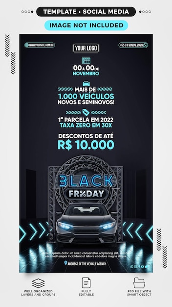 PSD storie di black friday automobilistiche in offerta in brasile
