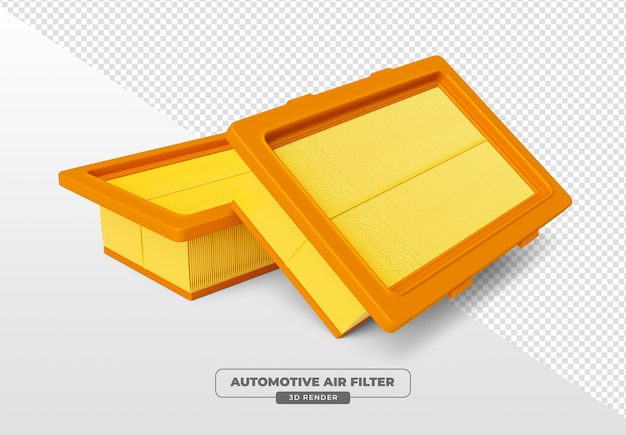 Automotive air filter in 3d render with transparent background