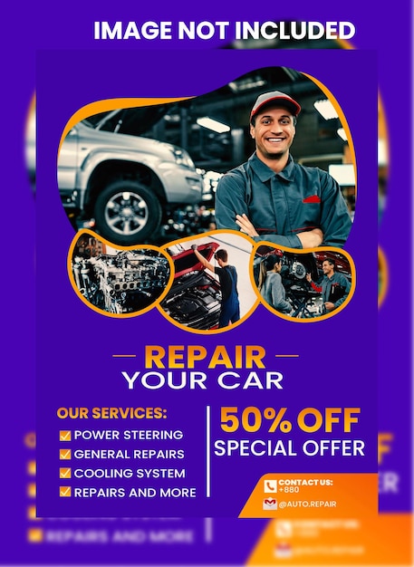 PSD autoservice flyer ontwerp