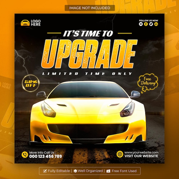 Autoverhuur promotie social media post en Instagram banner sjabloon
