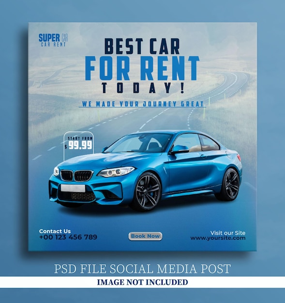 Autoverhuur te koop social medai post design