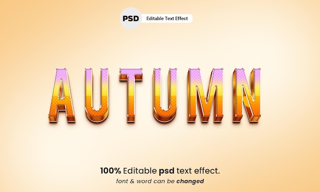 PSD effetto di testo premium modificabile in autunno 3d