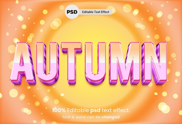 Effetto testo psd modificabile in autunno 3d