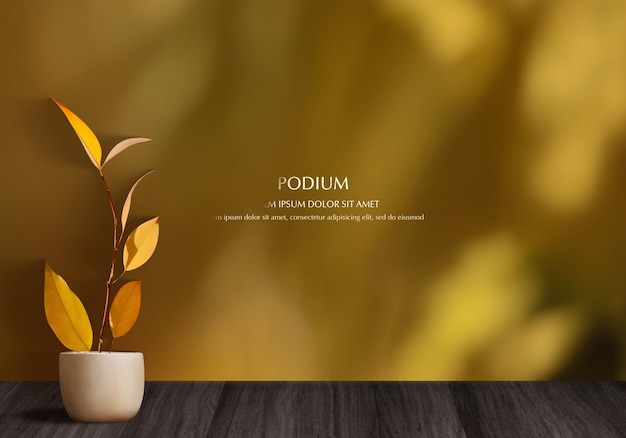 PSD autumn 3d podium with shadow overlay effect for product presentation 3drendering