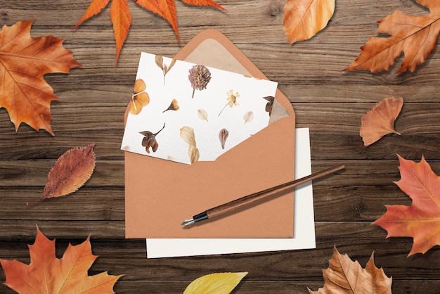 autumn card mockup psd