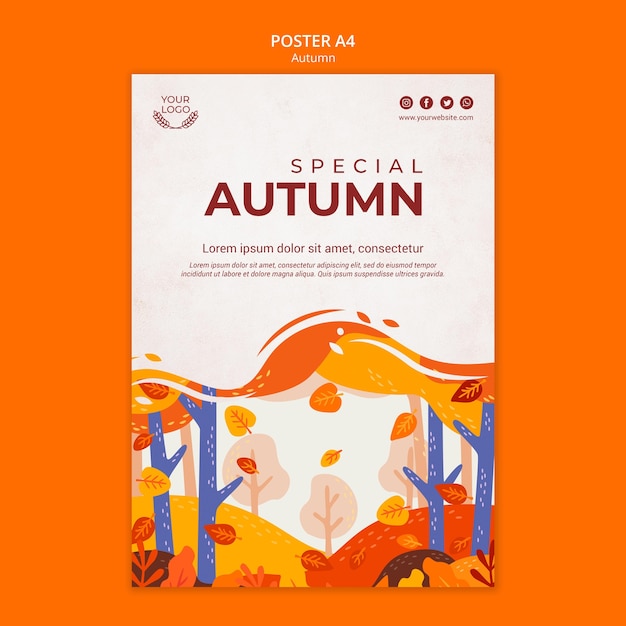 PSD Осенний концептуальный плакат шаблон